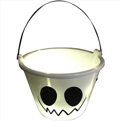 LED Light-Up Halloween Candy Bucket, Green Pumpkin
