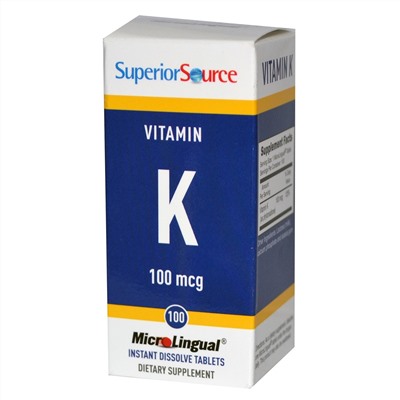 Superior Source, Витамин К, 100 мкг, 100 микролингвальных растворимых таблеток