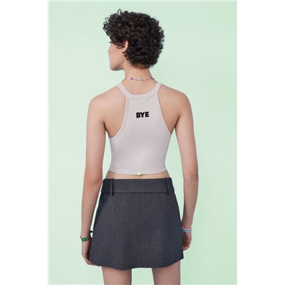 Crop top halter seamless gris