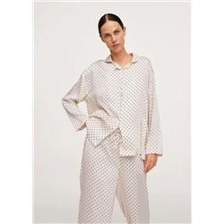 Camisa pijama satinada lunares -  Mujer | MANGO OUTLET Melilla