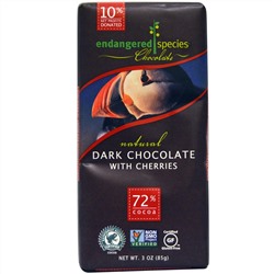 Endangered Species Chocolate, Натуральный темный шоколад с вишней, 3 унции (85 г)