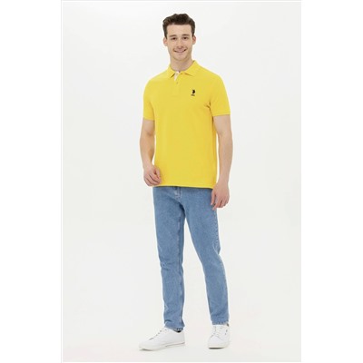 Erkek Koyu Sarı Basic Polo Yaka Tişört
