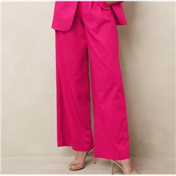 LINEN-BLEND WIDE-LEG PLEATED TROUSER