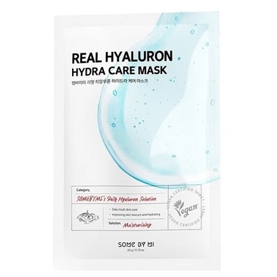 SOME BY MI REAL HYALURON HYDRA CARE MASK Увлажняющая тканевая маска для лица с гиалуроновой кислотой 20г