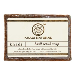 KHADI NATURAL Basil scrub soap Натуральное мыло-скраб ручной работы с базиликом 125г
