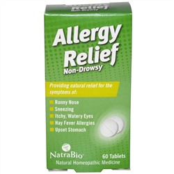 NatraBio, Allergy Relief, не вызывает сонливости, 60 таблеток