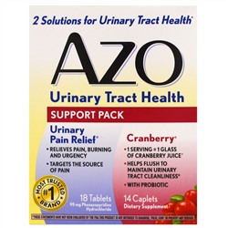 Azo, Здоровье мочевыводящих путей, поддерживающий комплект, 18 таблеток, 14 капсул