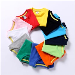 летняя детская одежда с короткими рукавами, однотонные летние универсальные повседневные детские футболки для мальчиков и девочек