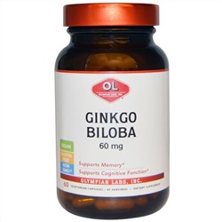 Olympian Labs Inc., Гинкго билоба, 60 мг, 60 вегетарианских капсул
