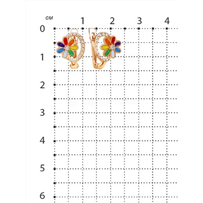 Серьги детские из золочёного серебра с эмалью и фианитами - Семицветики 925 пробы 2323011
