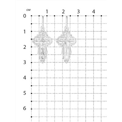 Крест из серебра родированный - 3 см 925 пробы 3-129р
