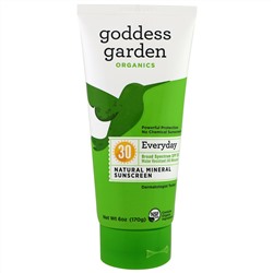Goddess Garden, Organics, натуральный минеральный крем от загара на каждый день, защитный фактор SPF 30, 170 мл