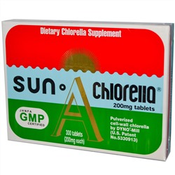 Sun Chlorella, Витамин А (хлорелла), 200 мг, 300 таблеток