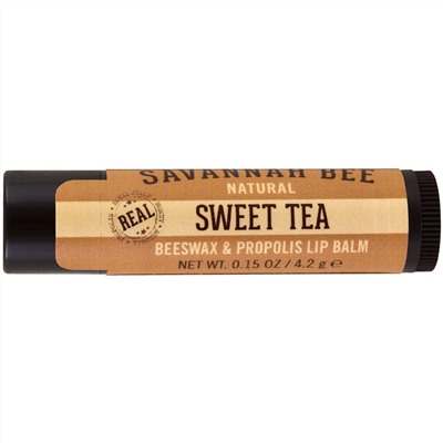 Savannah Bee Company Inc, Бальзам для губ с пчелиным воском и прополисом, сладкий чай, 0,15 унции (4,2 г)