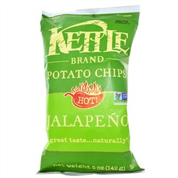 Kettle Foods, Картофельные чипсы, острые!  Халапеньо, 142 г