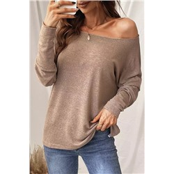 Sunset Heathered Off-the-Shoulder Long Sleeve Top