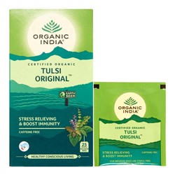 ORGANIC INDIA Tulsi herbal tea Травяной чай Тулси для профилактики работы центр. нервной системы и дыхат. путей 25пак