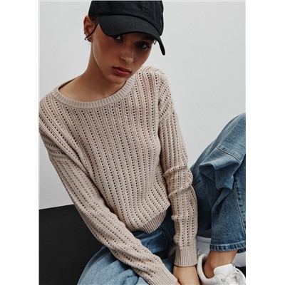 OPEN STITCH CREW NECK SWEATER