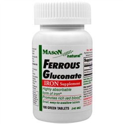 Mason Naturals, Глюконат железа, 100 таблеток