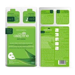 [CIRE ASEPTIN] Маска для лица трехэтапная антивозрастная АЛОЭ ВЕРА 3 Step Aloe Vera Soothing Mask Kit, 25,5 мл