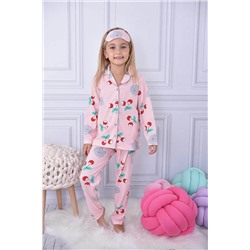 Pijakids Kiraz Desenli Düğmeli Kız Çocuk Göz Bantlı Pijama Takımı 17026, Pijakids                                            
                                            Kiraz Desenli Düğmeli Kız Çocuk Göz Bantlı Pijama Takımı 17026