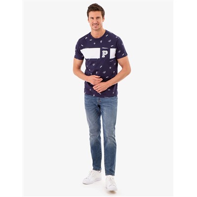 ALLOVER USPA PRINT T-SHIRT WITH CHEST POCKET