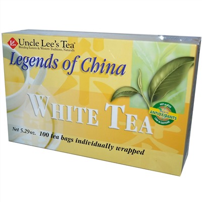 Uncle Lee's Tea, Легенды Китая, белый чай, 100 пакетиков, 5,29 унции (150 г)