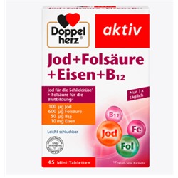 Jod + Folsäure + Eisen Tabletten 45 St., 20,4 g