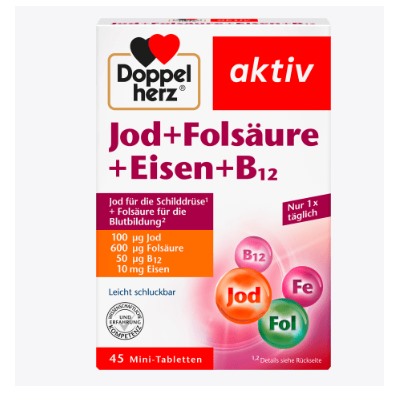 Jod + Folsäure + Eisen Tabletten 45 St., 20,4 g
