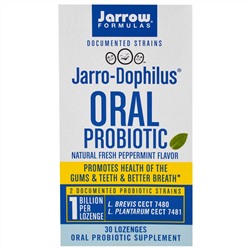 Jarrow Formulas, Jarro-Dophilus, оральный пробиотик, натуральный свежий мятный аромат, 30 пастилок