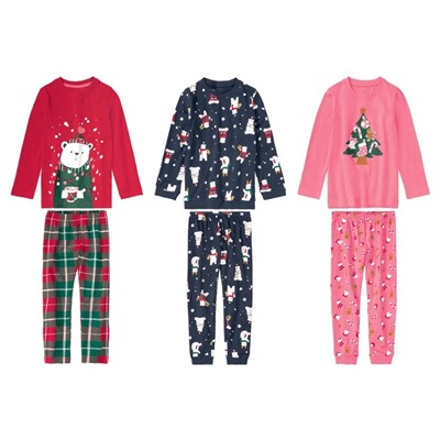 lupilu® Kleinkinder Mädchen Pyjama mit weihnachtlichen Motiven