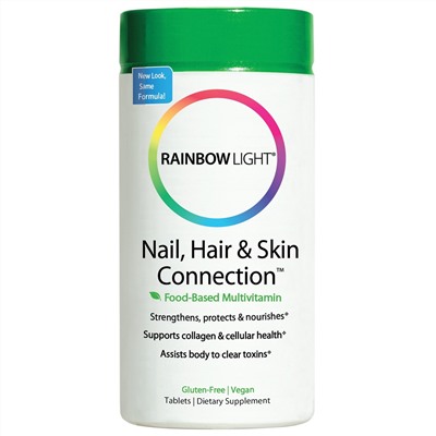 Rainbow Light, Connection для ногтей, волос и кожи, формула на основе продуктов питания, 60 таблеток