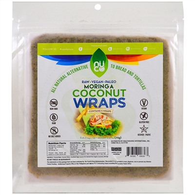 NUCO, Coconut Wraps, Moringa, 5 Wraps (14 g) Each