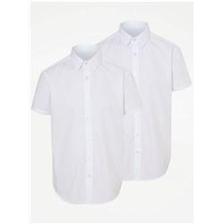 Senior Boys White Short Sleeve School Shirts 2 Pack