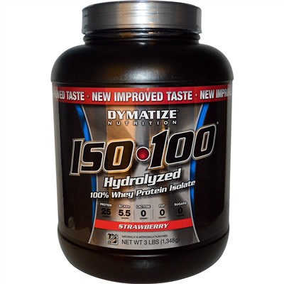 Dymatize Nutrition, ISO 100, гидролизированный 100%-ный изолят сывороточного белка, клубника, 48 унции (1,4 кг)