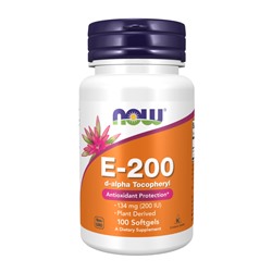 Витамин Е, Vitamin E-200 DA, Now Foods, 100 капсул