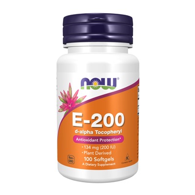 Витамин Е, Vitamin E-200 DA, Now Foods, 100 капсул