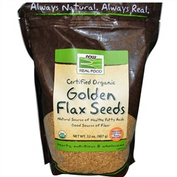Now Foods, Real Food, Семена сертифицированного органического белого льна, 907 г