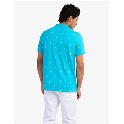 PALM PRINT PIQUE POLO SHIRT