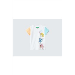 United Colors of BenettonKız Çocuk Beyaz Renk Bloklu Care Bears Baskılı T-shirt