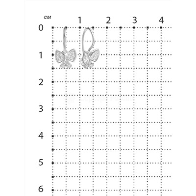 Серьги из серебра с фианитами Бабочки родированные 925 пробы С-2702-Р