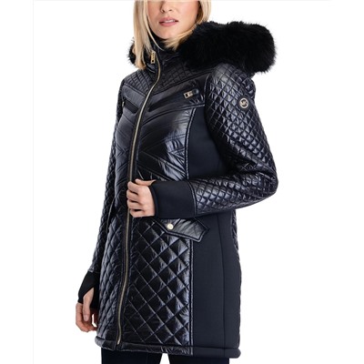 MICHAEL Michael Kors Faux-Fur-Trim Hooded Quilted Coat