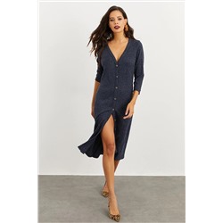Cool & Sexy Kadın Lacivert Düğmeli Elbise İZ02464710