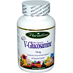 Paradise Herbs, V-глюкозамин, 750 мг, 60 растительных капсул