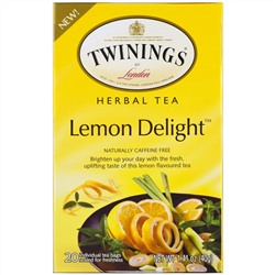 Twinings, Травяной чай, лимонное наслаждение, без кофеина, 20 отдельных чайных пакетиков, 1,41 унц. (40 г)