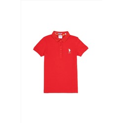 Kız Çocuk Kırmızı Basic Polo Yaka Tişört
