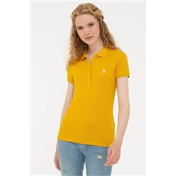Kadın Sarı Basic Polo Yaka Tişört