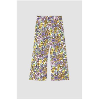 Defacto Kız Çocuk Çiçekli Kısa Kollu Bluz Pantolon 2'li Takım X8403A622HS