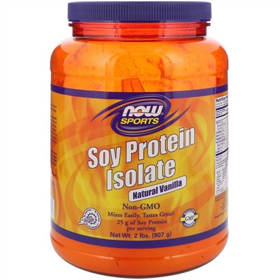Now Foods, Изолят соевого белка в порошке для спортсменов, ваниль, 2 фунта (907 г)