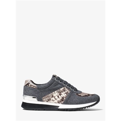 MICHAEL MICHAEL KORS Allie Flannel and Embossed-Leather Sneaker